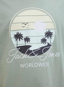 T-shirt Jack and Jones Palm verte pour homme.