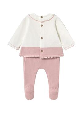 Pyjama Mayoral en polaina tricot rose pour bébé