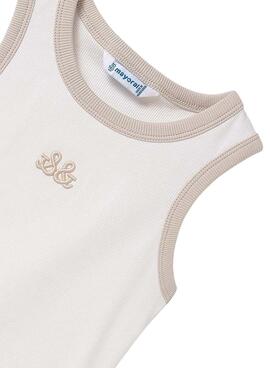 Débardeur Mayoral beige brodé pour fille