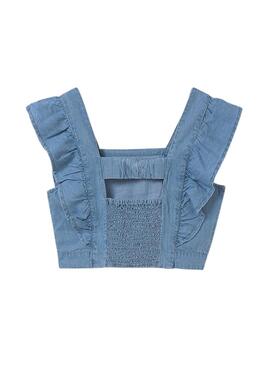 Haut Mayoral fluide volants bleus pour fille.