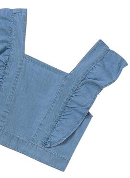 Haut Mayoral fluide volants bleus pour fille.