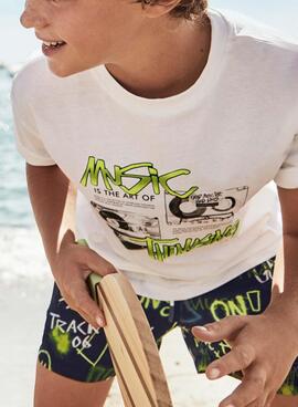 Ensemble de 2 t-shirts blanc et marine Mayoral pour garçon