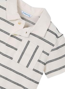 Polo Mayoral à rayures beige imprimé pour garçon