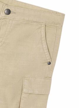 Bermuda cargo Mayoral beige lavée pour garçon
