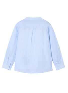 Chemise Mayoral col Mao en lin bleu pour garçon