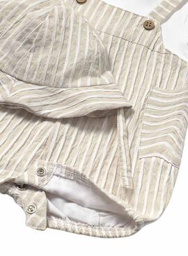 Barboteuse corta et bonnet beige pour bébé