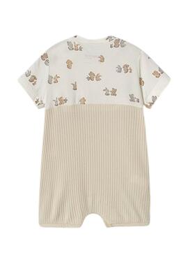 Grenouillère bébé beige avec bavoir Mayoral simulé