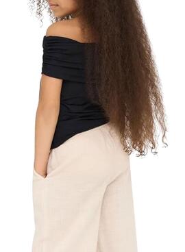 Top Only noir Ogea Bardot pour fille