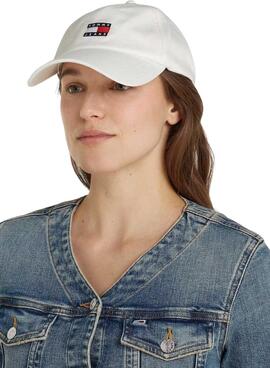 Casquette Tommy Jeans Heritage blanche pour femme.