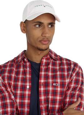 Casquette Tommy Jeans Linear blanche pour homme et femme