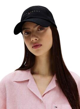 Casquette Tommy Jeans Linear noire pour homme et femme