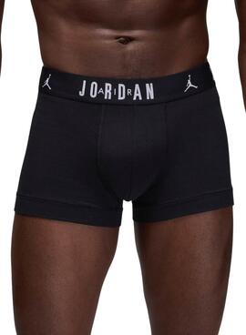 Paquet de trois boxers Jordan Flight en coton noir pour homme.