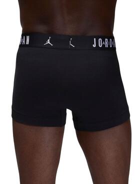 Paquet de trois boxers Jordan Flight en coton noir pour homme.