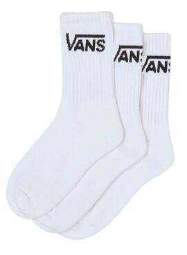 Pack de trois chaussettes Vans Classic Crew blanches pour homme et femme