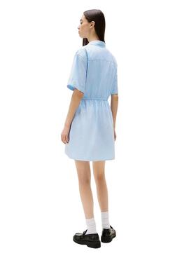 Robe Tommy Jeans Shirt bleue et blanche pour femme