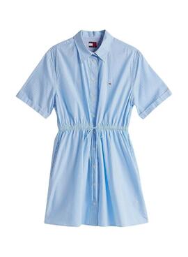 Robe Tommy Jeans Shirt bleue et blanche pour femme