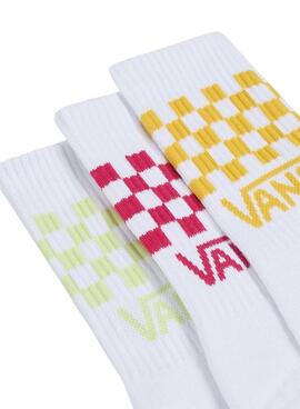 Lot de trois chaussettes Vans Classic Checkboard multicolores pour femme et homme