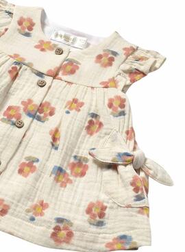 Robe Mayoral plate à motifs de fleurs beige bébé