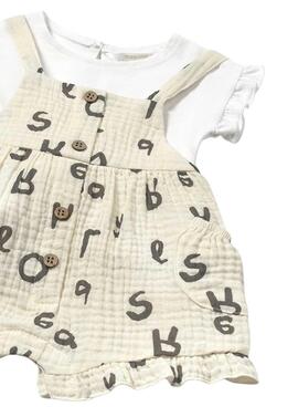 Ensemble Mayoral combinaison et chemise beige pour bébé