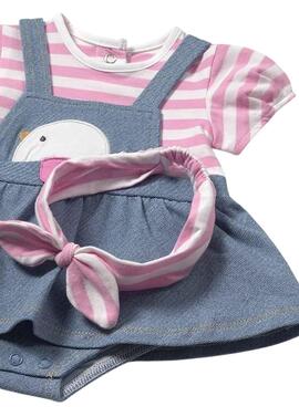 Barboteuse Mayoral jupe en jean rose pour bébé