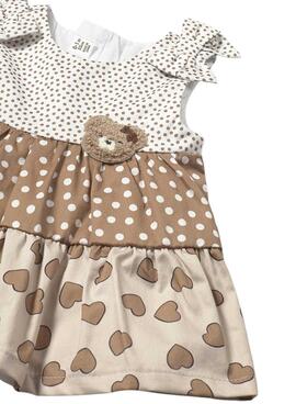 Robe Mayoral marron biscuit combinée pour bébé
