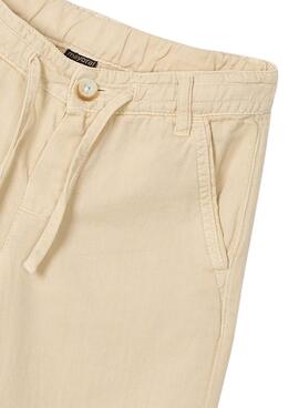Pantalon Mayoral lin délavé beige pour garçon