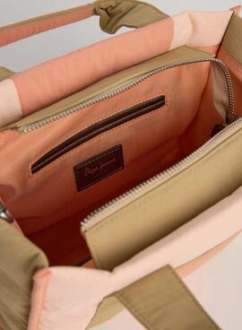 Sac à main Pepe Jeans Zadie rose et beige pour femme