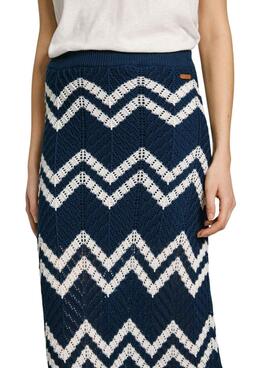 Jupe Pepe Jeans Ollie bleue et blanche pour femme