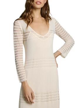 Robe Pepe Jeans Paulina beige pour femme