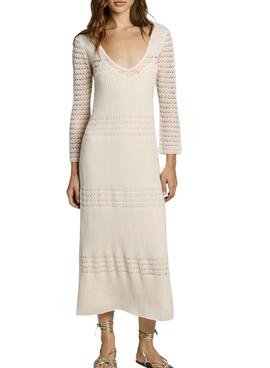 Robe Pepe Jeans Paulina beige pour femme