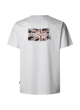 T-shirt Pepe Jeans Back Clag blanc pour homme.