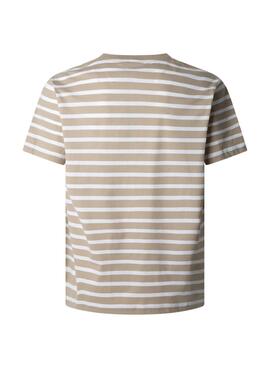 T-shirt Pepe Jeans Striped Eggo beige pour homme