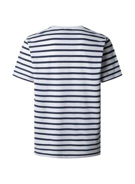 T-shirt Pepe Jeans à rayures Eggo bleu pour homme