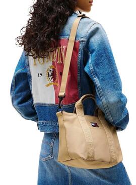 Sac à main Tommy Jeans Tote mini beige pour femme
