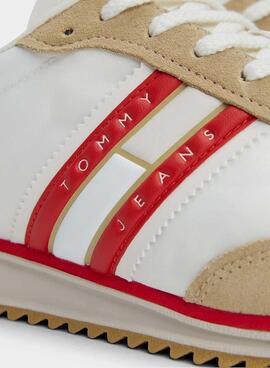 Sneakers Tommy Jeans Retro Runner blanc pour femme.