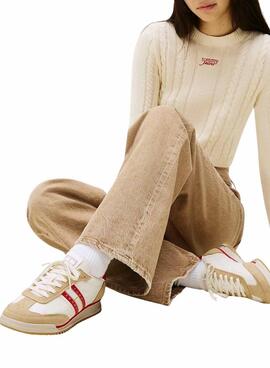 Sneakers Tommy Jeans Retro Runner blanc pour femme.