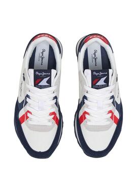Chaussures Pepe Jeans Brit blanc et bleu marine