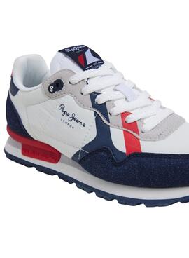 Chaussures Pepe Jeans Brit blanc et bleu marine