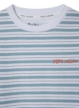 T-shirt Pepe Jeans Jack bleue et blanche pour garçon