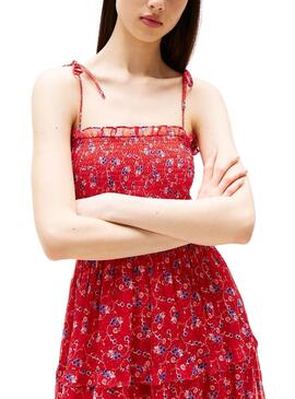 Robe en chiffon rouge Tommy Jeans pour femme
