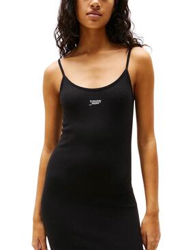 Robe Tommy Jeans Script sangle noire pour femme