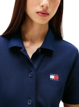 Robe Tommy Jeans Pique Polo bleu pour femme