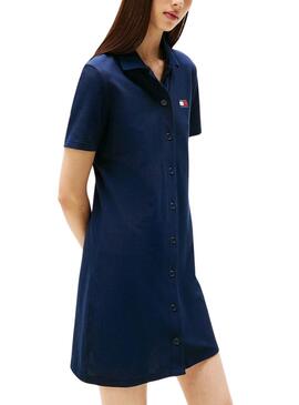 Robe Tommy Jeans Pique Polo bleu pour femme