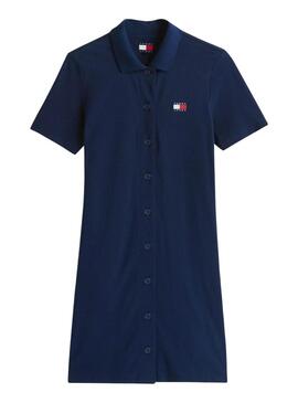 Robe Tommy Jeans Pique Polo bleu pour femme
