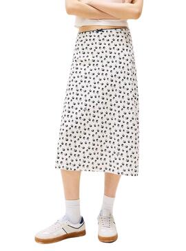 Jupe Tommy Jeans Bird blanche et bleue pour femme
