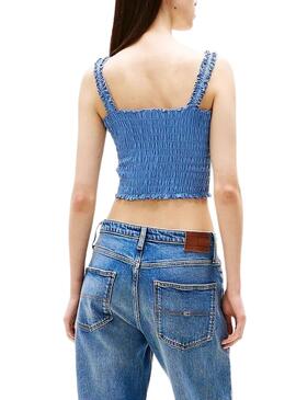Top Tommy Jeans Smock Varsity bleu pour femme