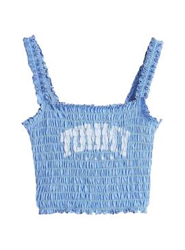 Top Tommy Jeans Smock Varsity bleu pour femme