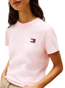 T-shirt Tommy Jeans Badge rose pour femme