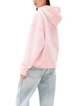 Sweat à capuche rose Tommy Jeans Badge pour femme