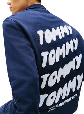 Sweat à capuche Tommy Jeans Bubble bleu pour homme